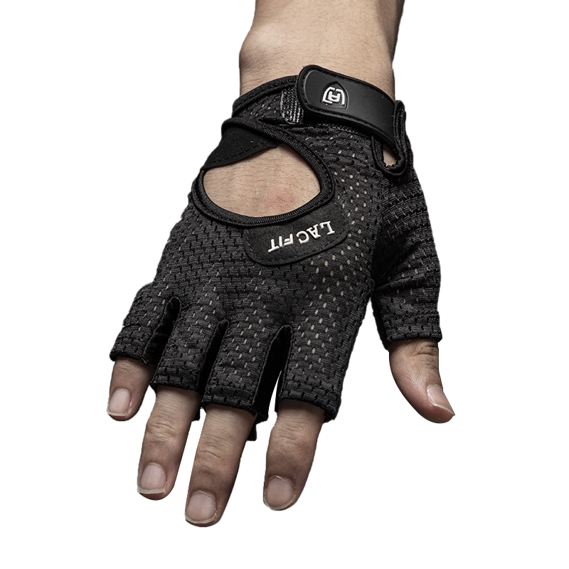 LAC Fitness Gloves for Men And Women, Sports Equipment Training Non-Slip Breathable Summer Half-Finger Pull-Up Bar Hollow Breathable Black Size M