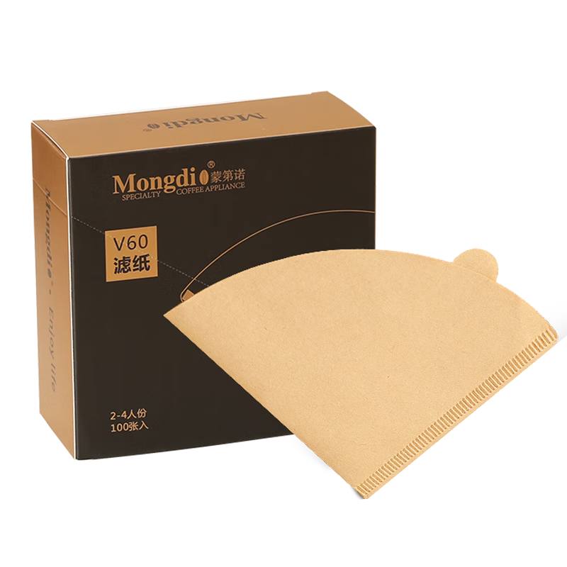 Mongdio Coffee Filter Paper, V60 Drip-Style Pour-Over Coffee Filter Paper, Type 02, 100 Pieces, for 2-4 Servings