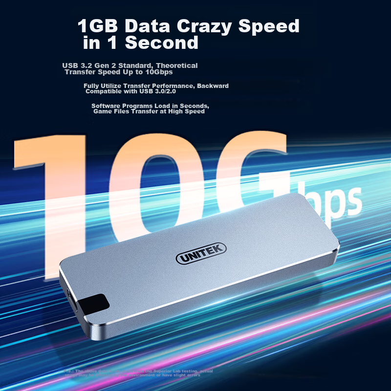 Внешний корпус UNITEK S238B для M.2 NVMe SSD, USB 3.2 Gen 2 Type-C, 10 Гбит/с, алюминиевый сплав, 102x33.8x9 мм, серый