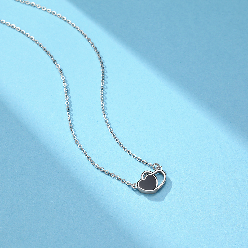 潮宏基chjjewellery双心环绕pt950铂金项链女款计价xqp43900004约325g