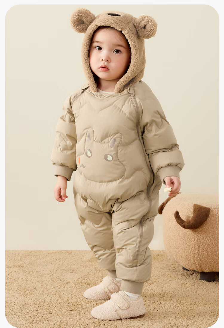 Minibala Bala Unisex Kids Baby Winter Thickened Three-Proof Cute Animal Plush Hooded Down Jumpsuit 22