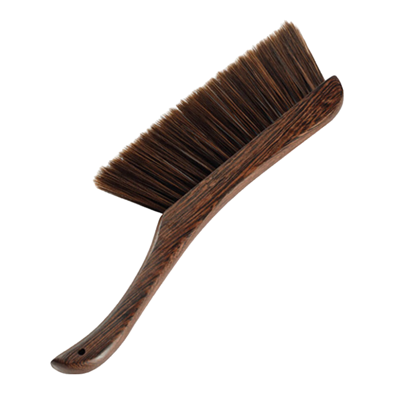 Jiebishi Large Bed Brush, Chicken Wing Wood Soft Bristle Dust Removal Cleaning Brush, Long Handle Bed Brush Tool, Curved Handle 4-Row Brush