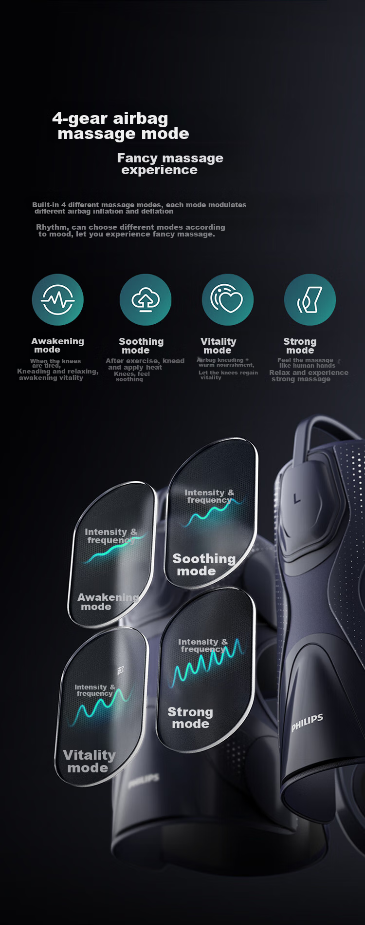 PHILIPS [Mid-Autumn Festival Gift] Knee Massager, Sports Massager, Cold-Resistant Knee Care Device, Airbag Knee Joint Heating Pad, Airbag Massage 5202L Birthday Gift for Parents 6