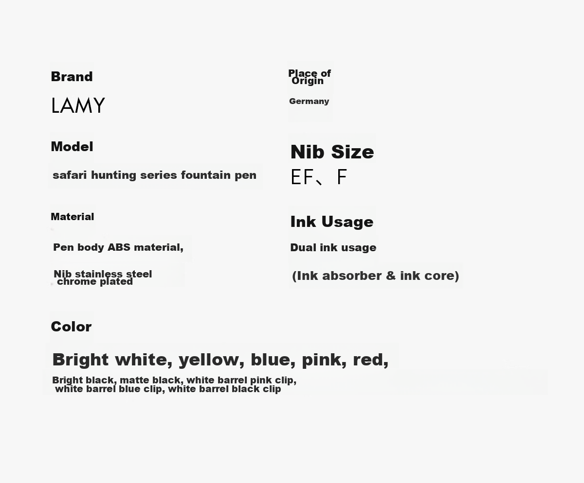 LAMY Fountain Pen Gift Box, Safari Series Handwriting Practice Fountain Pen, Student Stationery Office Gift, Holiday Present Corporate Bulk Purchase, White Barrel Black Clip 0.7mm 14