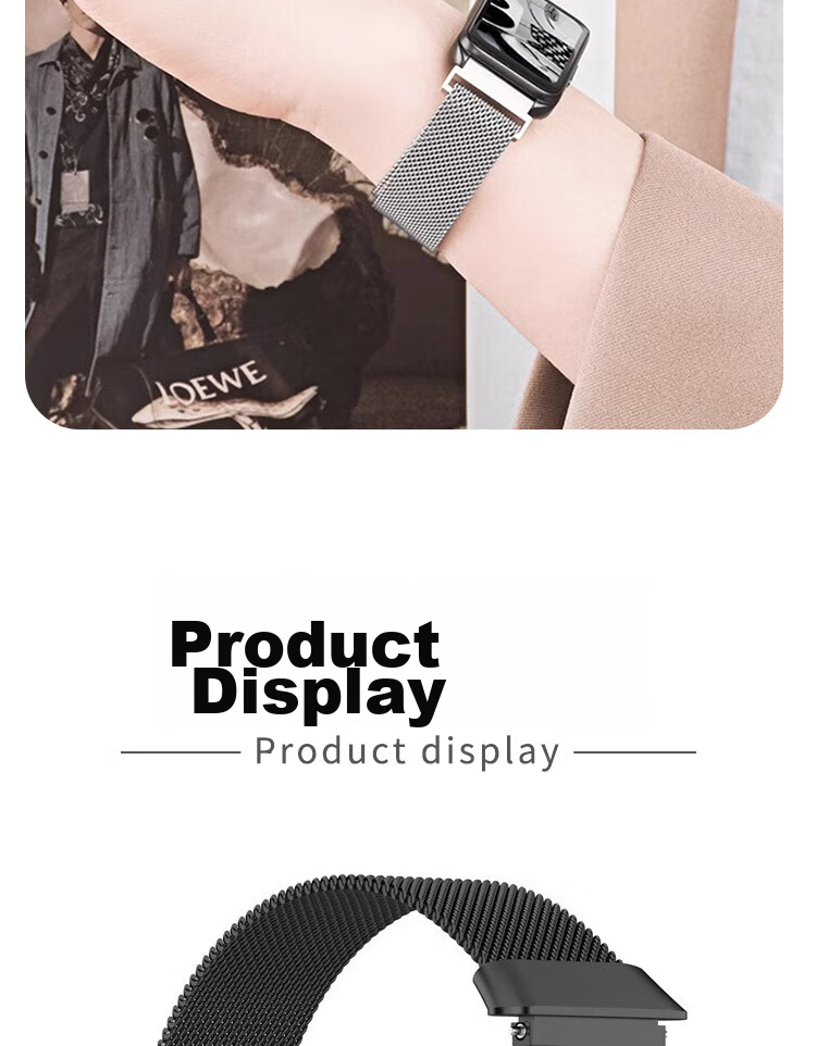 ESCASE Stainless Steel Magnetic Watch Strap Compatible with KeepB4B4Lite Watch, 16mm Universal Milanese Loop, Quick Release, Anti-Slip, Breathable, Suitable for Men And Wome 14