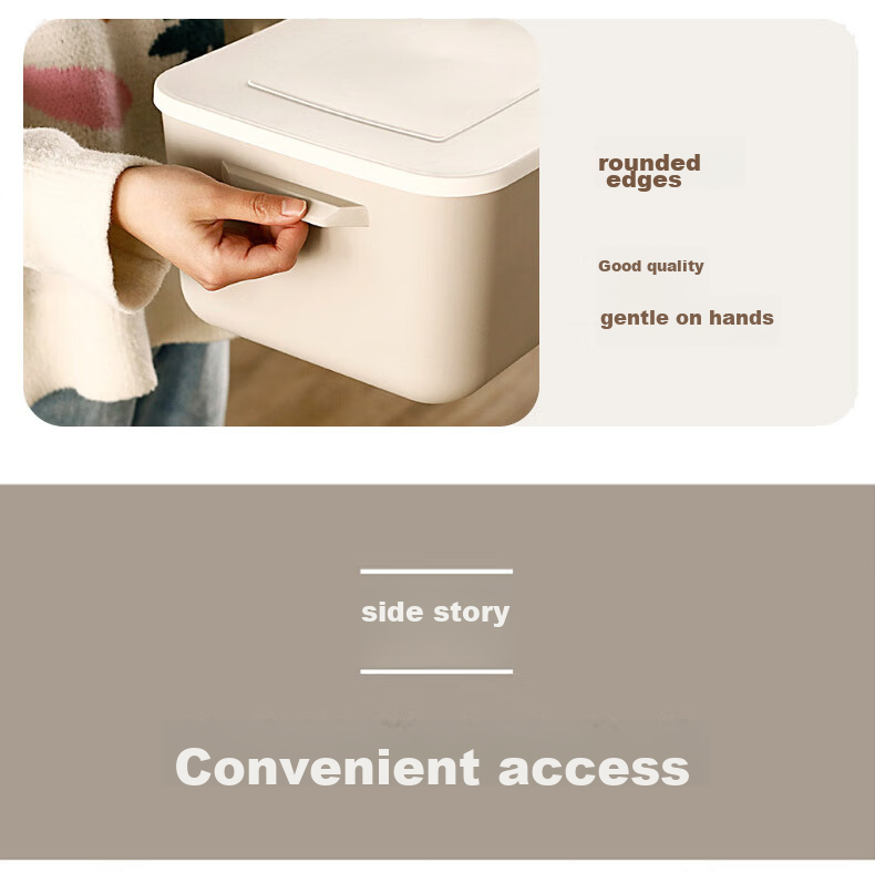 Youjialiangpin Plastic Storage Box, Clothes Organizer, 20L*2+10L*2, Khaki Color, with Lid, Insect-Proof, for Home Use 16