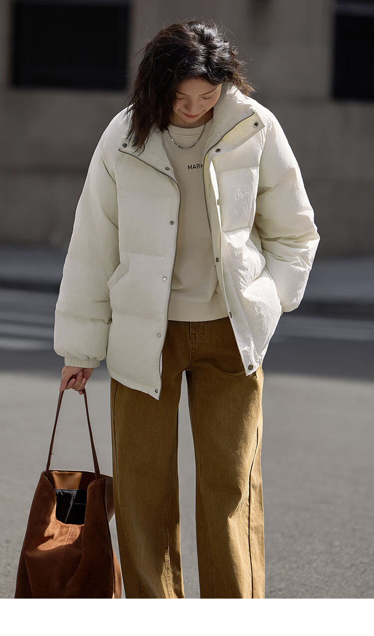 Dme [Light Warm Winter] Vintage Stand Collar 90% Duck Down Jacket for Petite Women, Warm Coat for Winter 14