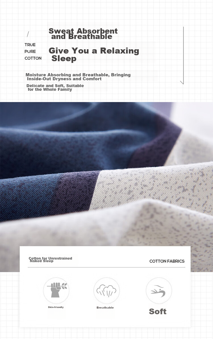 AVIVI Class A Duvet Cover, Single Piece, Pure Cotton, for Single Or Double Bed, Dormitory Use, All-Cotton Quilt Cover, Single Piece, Nordic Style, 220*240cm 2