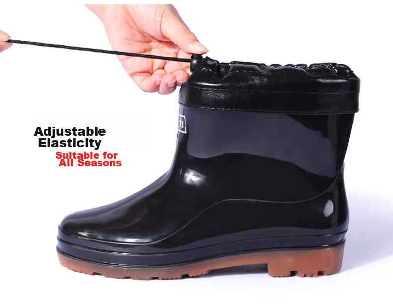 Huili Men's Winter Mid-Calf Waterproof Rubber Shoes with Fleece Lining, Detachable Warm Rain Boots, Overshoes 6557 Black Size 39 4