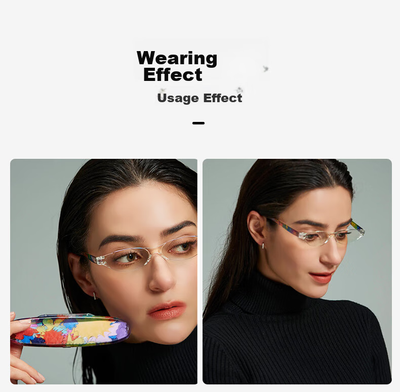 Jingpintang Blue Light Blocking Reading Glasses for Women, Ultra-Light Frameless Fashionable Cat-Eye Reading Glasses JD Self-operated Flagship Store Authentic 250 Degree 17