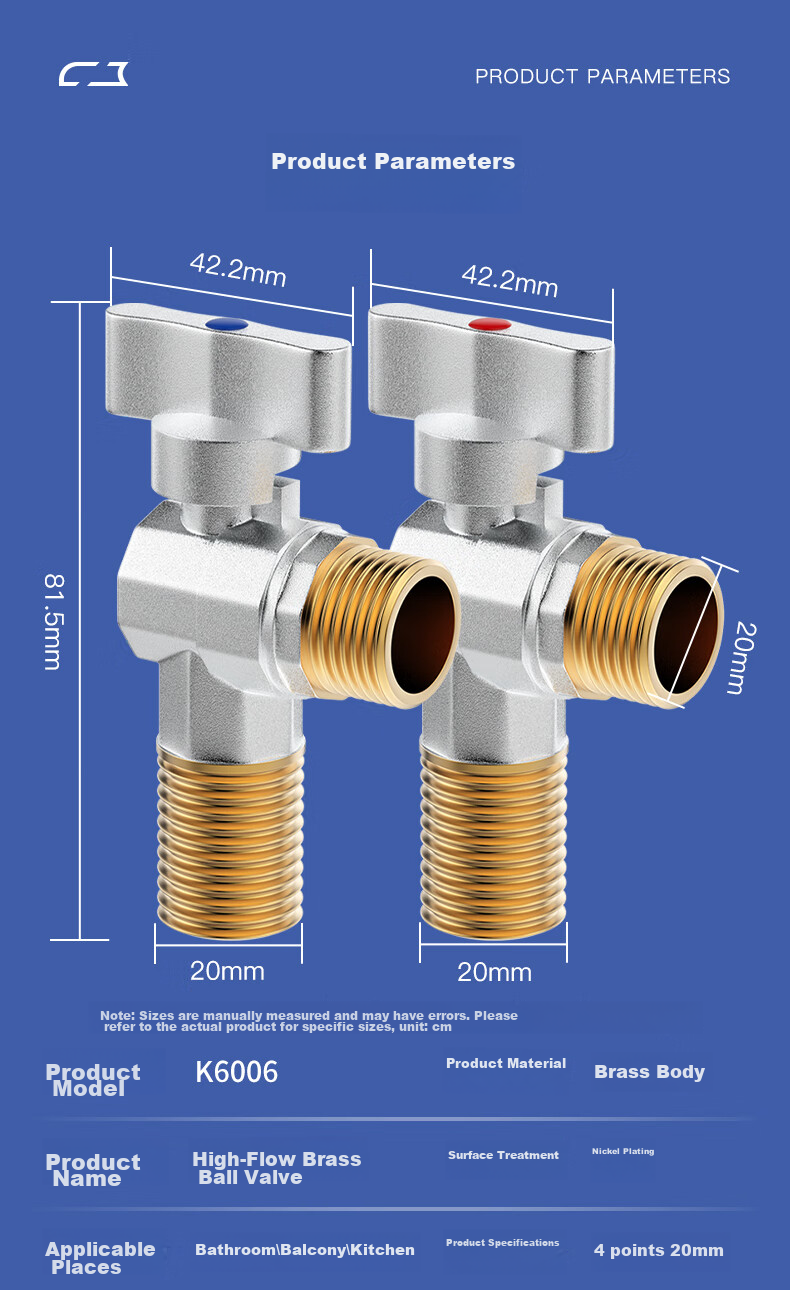 KEGOO High Flow Angle Valve Gas Water Heater Ball Valve 1/2 Inch Brass Foot Valve for Hot And Cold Water, 2-Pack K6006 12