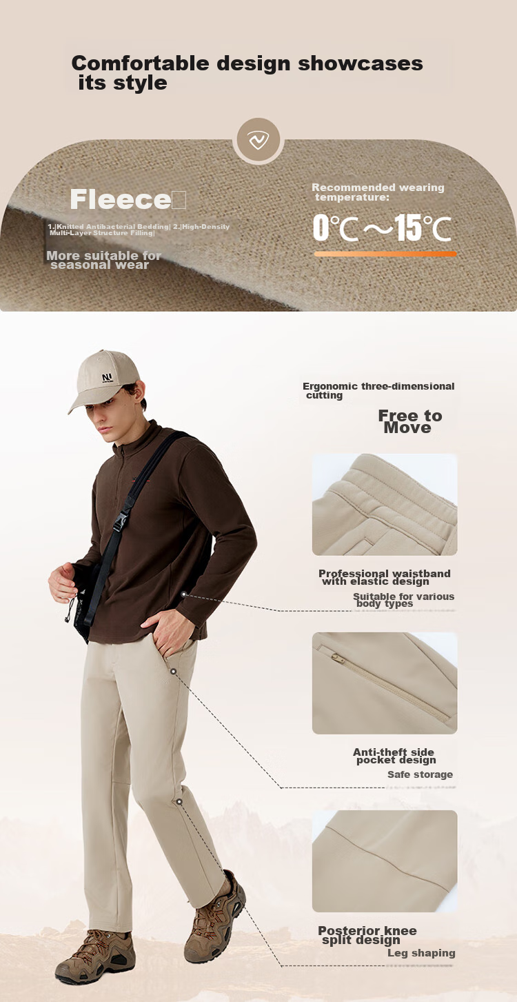 NORTHLAND [Baihulin] Men's Outdoor Windproof And Water-Resistant Fleece-Lined Snow Pants, Hiking And Mountaineering Trousers 9