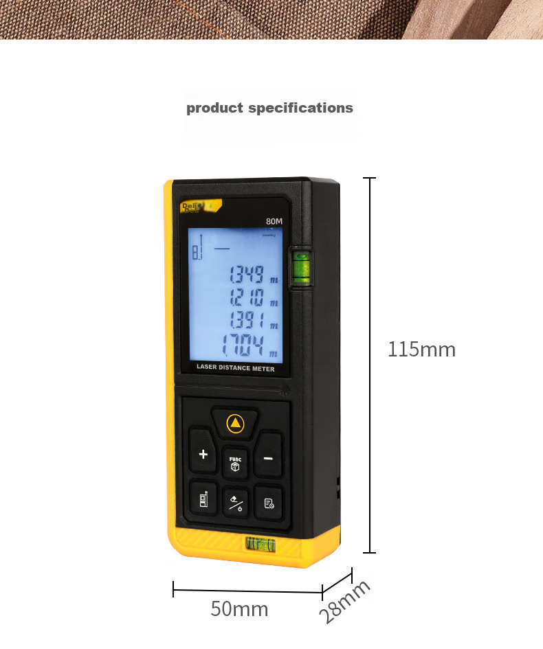 Deli Green Laser Rangefinder, Lithium Battery-Powered Voice-Activated Handheld Device, 120-Meter Range, High-Precision Room Measuring Instrument 15