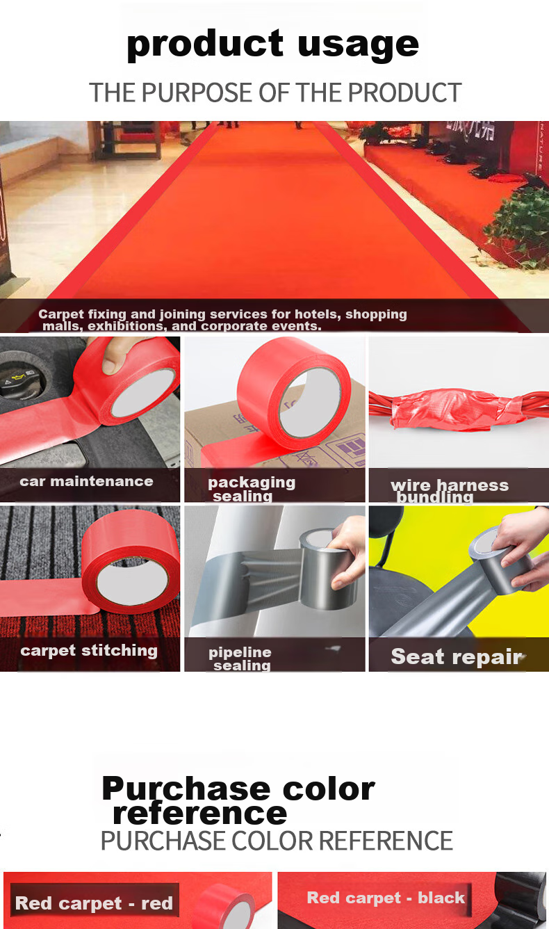 Elifo Colored Cloth-Based Tape, Strong Carpet Tape, Floor Red Carpet, Colorful Adhesive Tape, Heavy-Duty Tape, Floor Sealing Edge, Stage Curtain, Advertising Cloth, Adhesive Sticker, Can Be Hand-Torn, Waterproof And Wear-Resistant 3