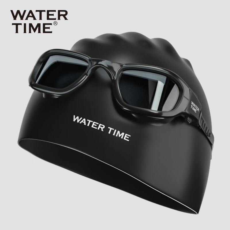 WATERTIME / Shuichuan Anti-Fog Swimming Goggles, High Definition Large Frame Swim Cap, Non-Binding for Men And Women, Swimming Glasses And Swim Cap Set