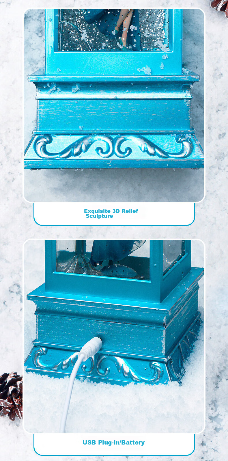 Disney Music Box, Musical Box, Crystal Ball Night Light, Frozen Elsa Princess Girl, National Day Gift, Wind Lamp Ornament 10