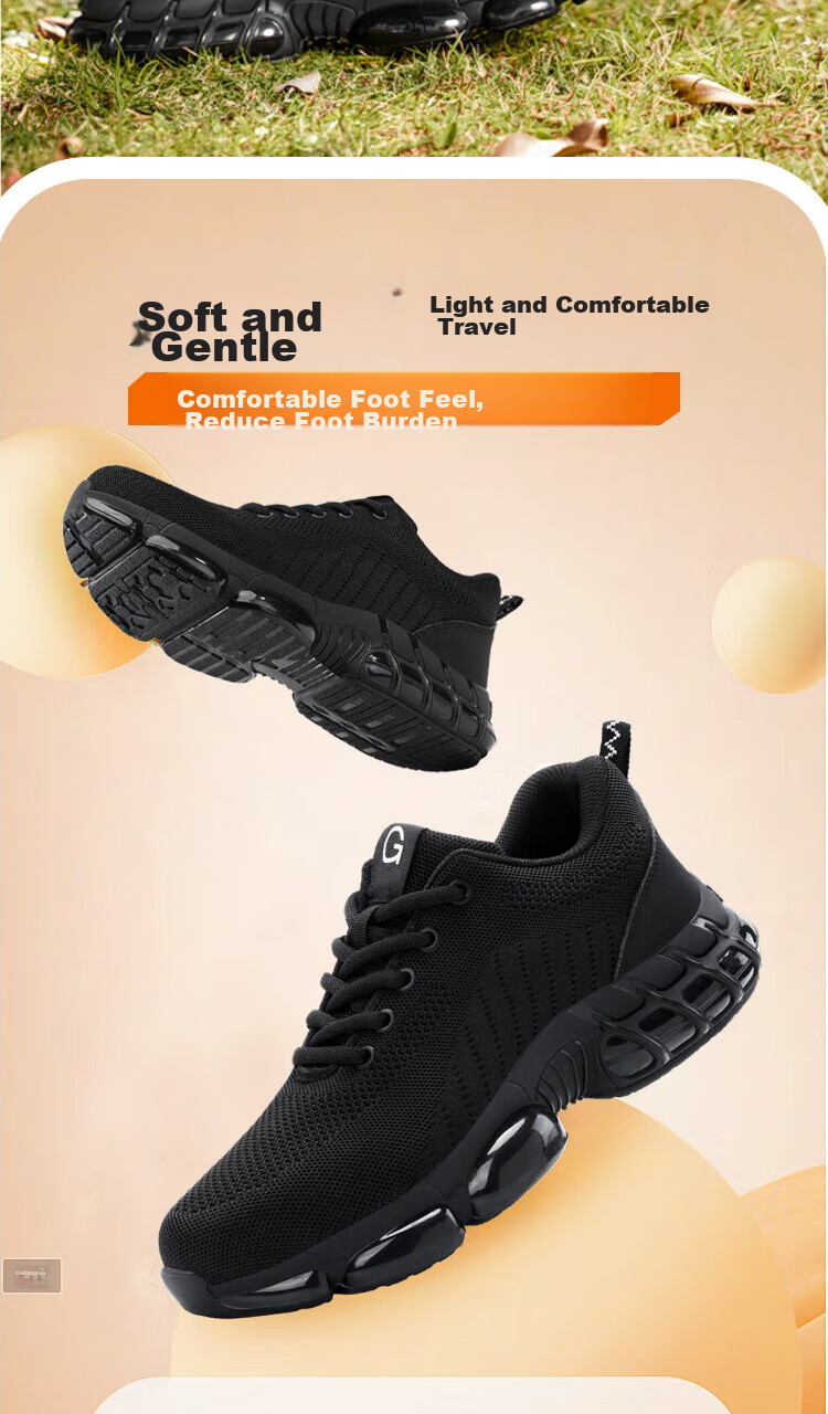 Jingtu Safety Shoes for Men with Steel Toe Cap, Puncture-Resistant, Wear-Resistant, Durable Construction Site Work Boots 3033 Size 42 3