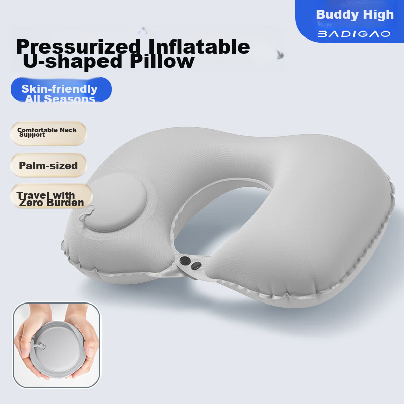 BADIGAO U-Shaped Inflatable Pillow for Travel, Foldable And Portable, Sleeping Aid for Long-Distance Trains And Planes, Neck Support Cushio