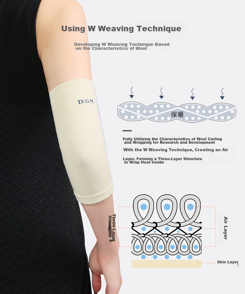 D&M Japanese Imported Wool Elbow Guard, Warm Merino Joint Protection, Cold-Resistant Thickened Arm Sleeves for Men And Women, Autumn And Winter Season, One Piece 5