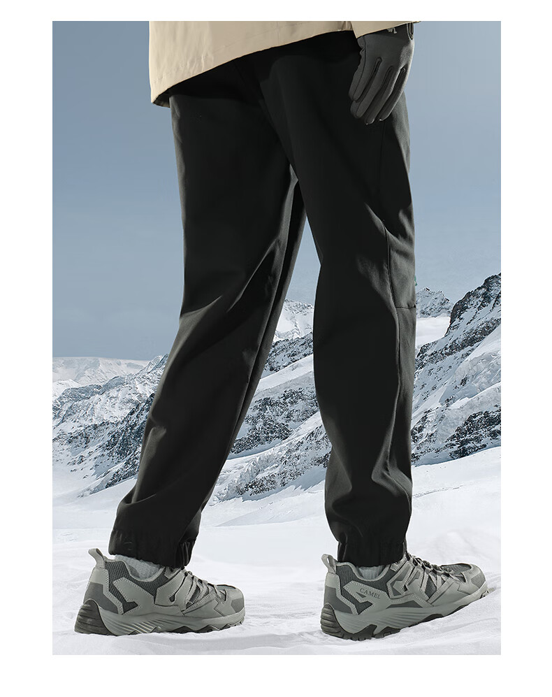 CAMEL Outdoor Softshell Pants for Women, Water-Repellent, Elastic Ankle, Fleece-Lined, Warm, Windproof, Outdoor Hiking Trousers for Men, A23CA6J034 3