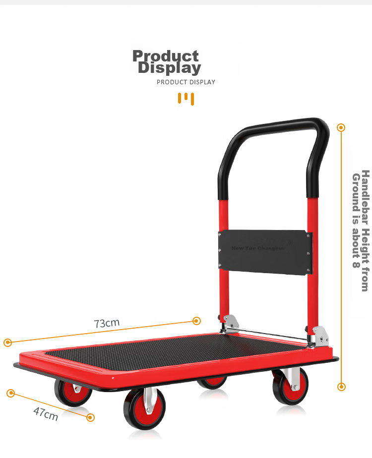 Xinyuechanghui Steel Plate Truck, Flatbed Cart, Folding Hand Truck, Trolley, Cargo Cart, Hand-Pulled Cart, Small Trailer, Load Capacity Approximately 500 Ji 10