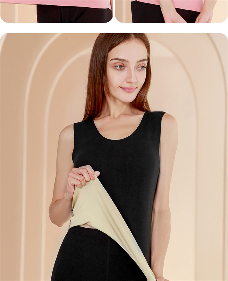 LangSha Women's Thermal Vest Slim Fit Autumn Seamless High Elastic Double-Sided Brushed Top Slimming Warm Underwear 15