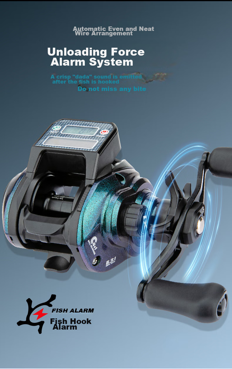 Kemailei Digital Display Lure Fishing Reel with Magnetic Water Drop Wheel, Solar USB Rechargeable, Suitable for Raft Fishing, Bridge Fishing, Boat Fishing, And Fishing Line Reel - Right 8