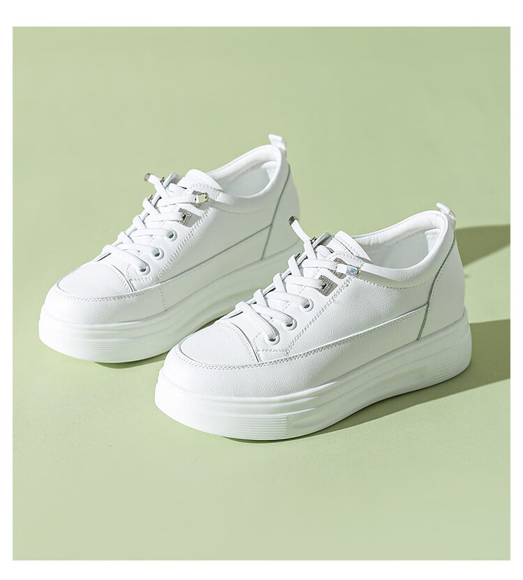 RED DRAGONFLY Women's Thick Sole Height Increasing Elastic Band Casual White Sneakers WPB34003 White Black Size 39 16