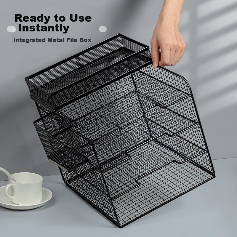 Sijinianhua Integrated Metal File Cabinet, Office Metal Multi-Layer File Organizer, Document Storage Box [Four Layers], Vertical Black Four-Tier, for 3C Electronics, All-Net Low Price 3
