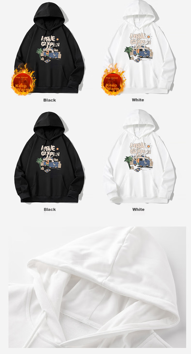 Mianzhi National Trend Brand Hoodie for Men, Trendy Versatile Round Neck Loose Casual Sweatshirt Jacket for Men, Black, XL 8