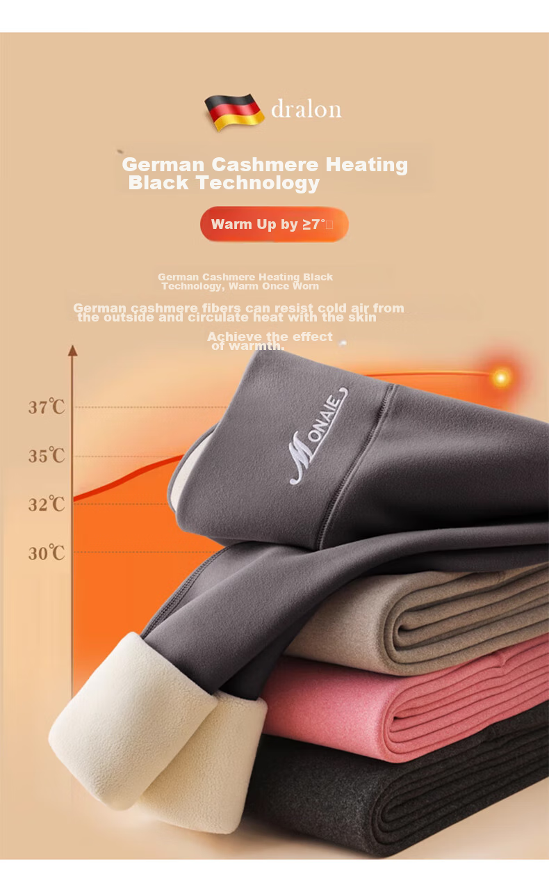 Langsha Women's Autumn Winter Fleece-Lined Thermal Leggings High Waist Slim Thickened Cotton Pants 4