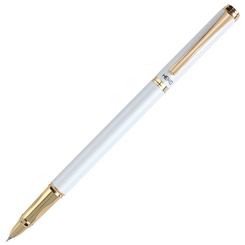 HERO Fountain Pen 1302D Iridium Nib Student Posture Correction Pen Office Signature Pen Ink Pen White (Dark EF Tip)