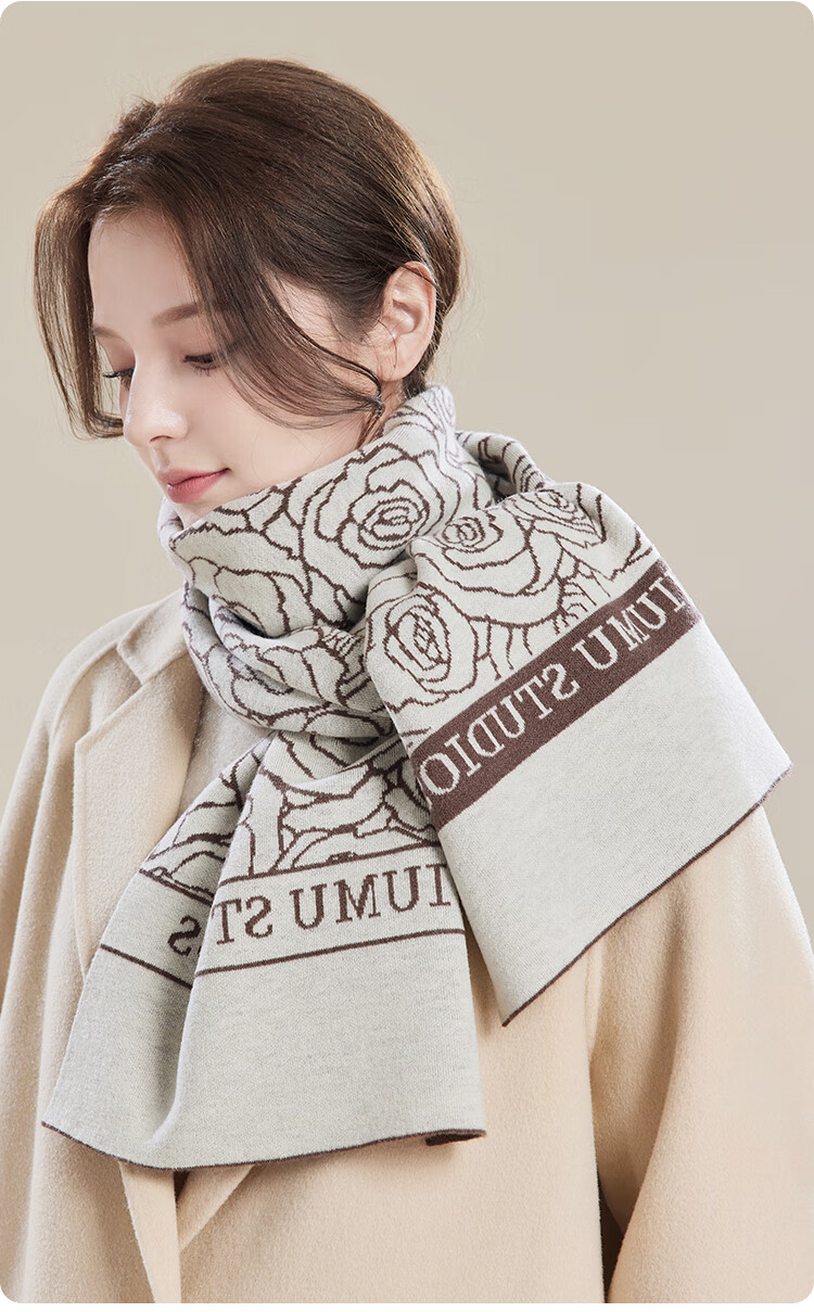 JIUMU Wool Scarf for Women, Autumn And Winter Neck Warmer, Warm Shawl, Gift for Girls Or Mothers, Mid-Autumn Festival Birthday Gift, Gift Box Set 15