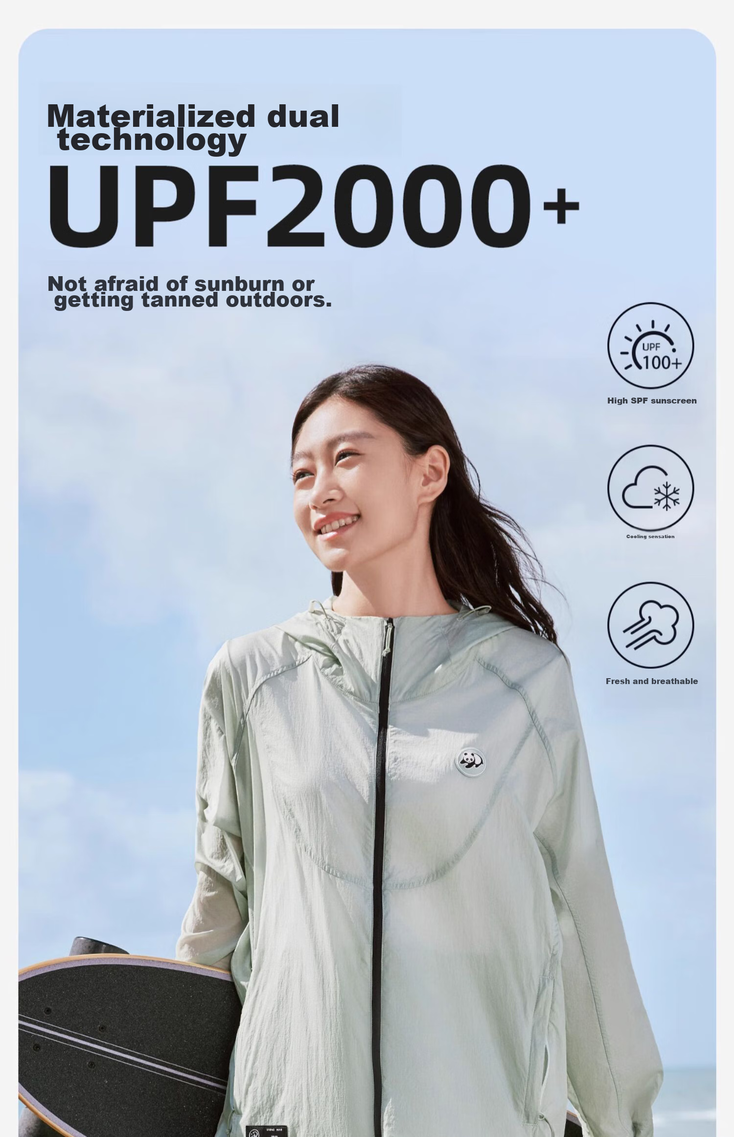 CAMEL Panda Series - Lightweight Sun Protection Jacket for Men And Women, Outdoor Sportswear with Wide Black Rubber Brim, New Summer Coat 5
