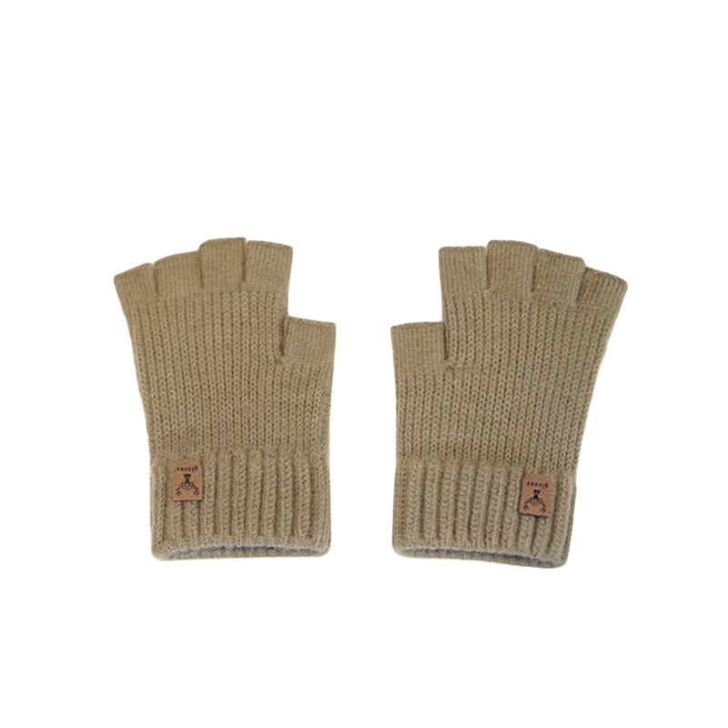 HAOGUAN Wool Knit Fingerless Gloves for Men, Autumn And Winter, Touchscreen Compatible, Warm, Semi-Finger, Elastic, Suitable for Students, Writing, Typing, Cycling