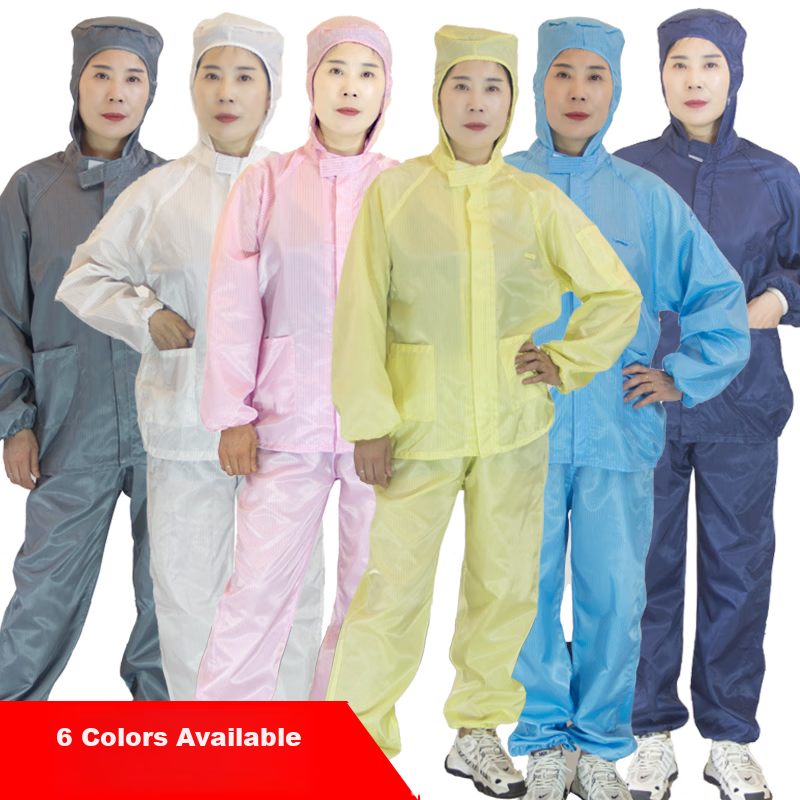 Zhierkang Antistatic Clean Room Suit with Hood for Men And Women, Yellow M Size, Clean Room Garment, Dust-Free Clothing, Paint Spray Work Uniform