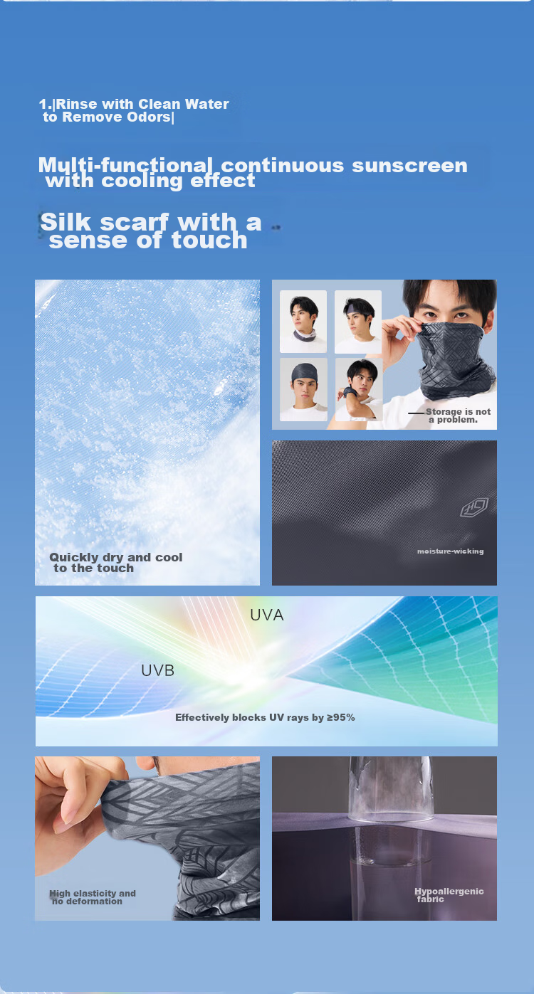 JD Original Ice Silk Neck Gaiter Sun Protection Face Mask Scarf for Men And Women, Windproof Dustproof Hiking Fishing Outdoor Trekking Magic Headband 4