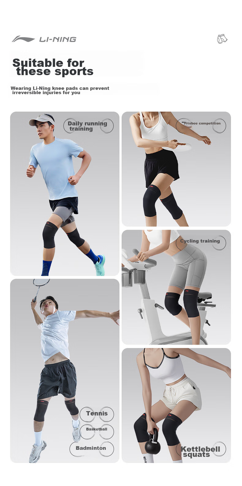Li-Ning Knee Brace for Running, Meniscus Injury And Fluid Retention, Patella Protection, Cold Legs, Warmth, Rehabilitation And Fixation Support Brace for Men And Wome 5