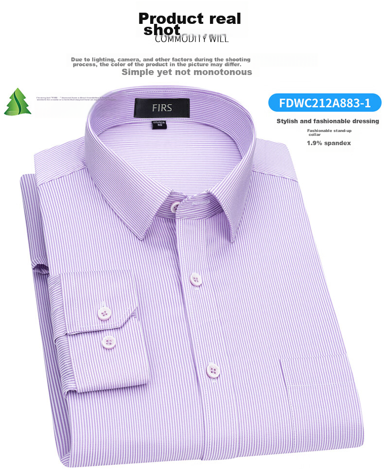 FIRS Long-Sleeve Shirt for Men, Middle-Aged And Young Business Casual Plaid Shirt TRT4450 Blue Plaid Long-Sleeve Size 38 11