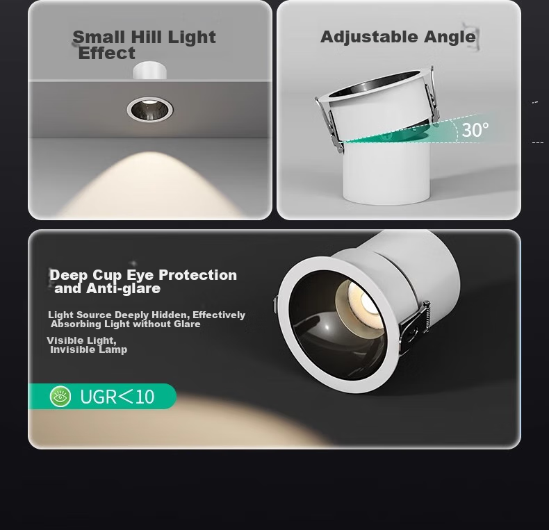 JIAOJIAOZHE Small Hill Spotlight, Recessed Anti-Glare Wall Washer Light, Narrow Frame LED Ceiling Light for Home Use, 7W White Cup, 4000K 3