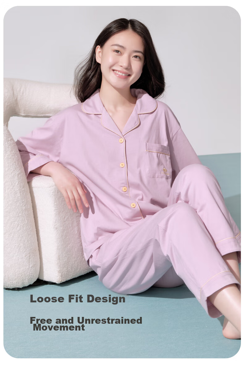 Yiershuang [100% Pure Cotton] Women's Loungewear Set, Suitable for Home Wear Or Outdoor Use, Turndown Collar, Long Sleeves, Long Pants, Pajamas for Wome 8