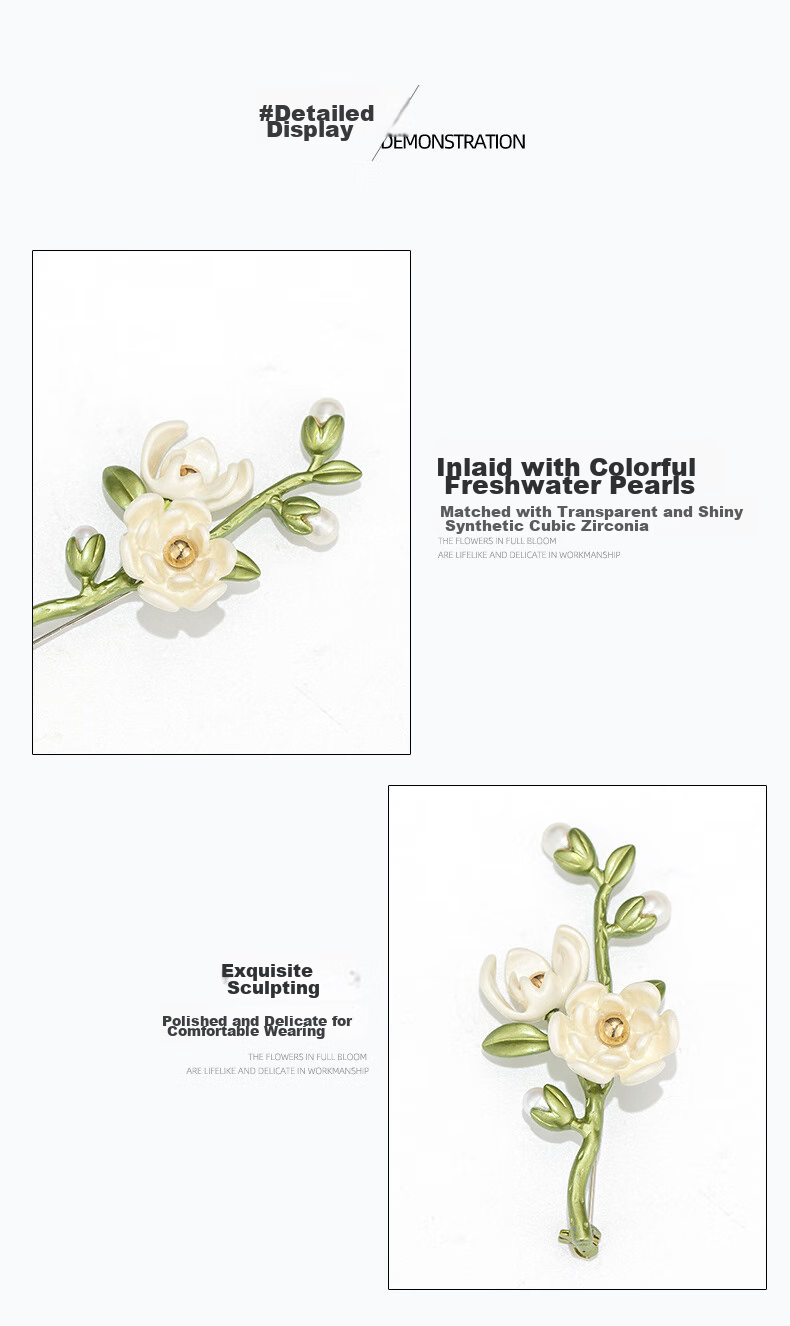 Qlady White Orchid Brooch, High-End Women's Pin, Fastens Clothes, Accessories for Cheongsam, Brooch Clasp, Mid-Autumn Festival Gift 7