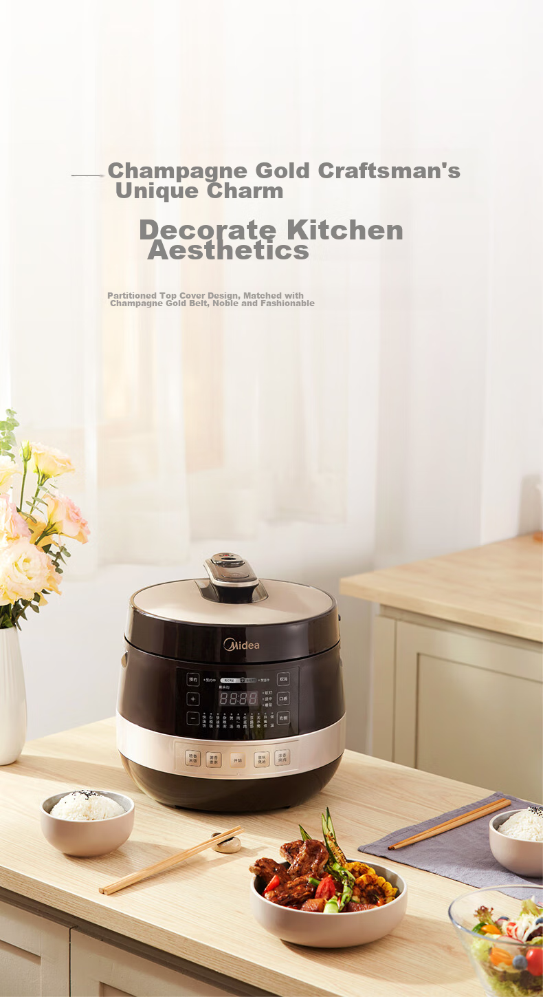 Midea Electric Pressure Cooker High-Pressure Pot One-Touch Exhaust Household Rice Cooker Smart Large Capacity Double Inner Pot Multifunctional Scheduled Timer Removable Lid MY-C5841G 5