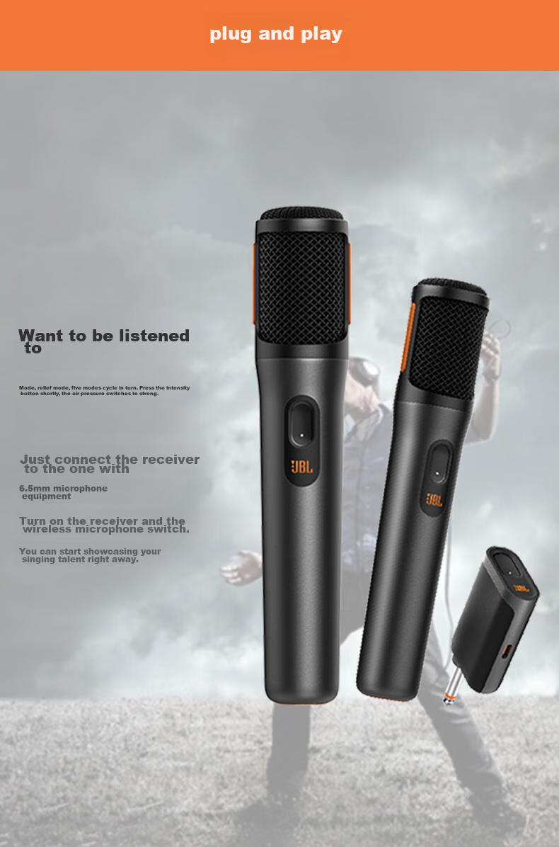 JBL PartyBox Wireless Portable Dual Wireless Microphone UHF Stereo Receiver 3