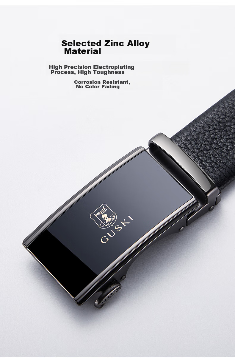 GUSKI Brand Men's Leather Belt with Automatic Buckle, Practical Gift Box, Birthday Present for Boyfriend Or Husband 8