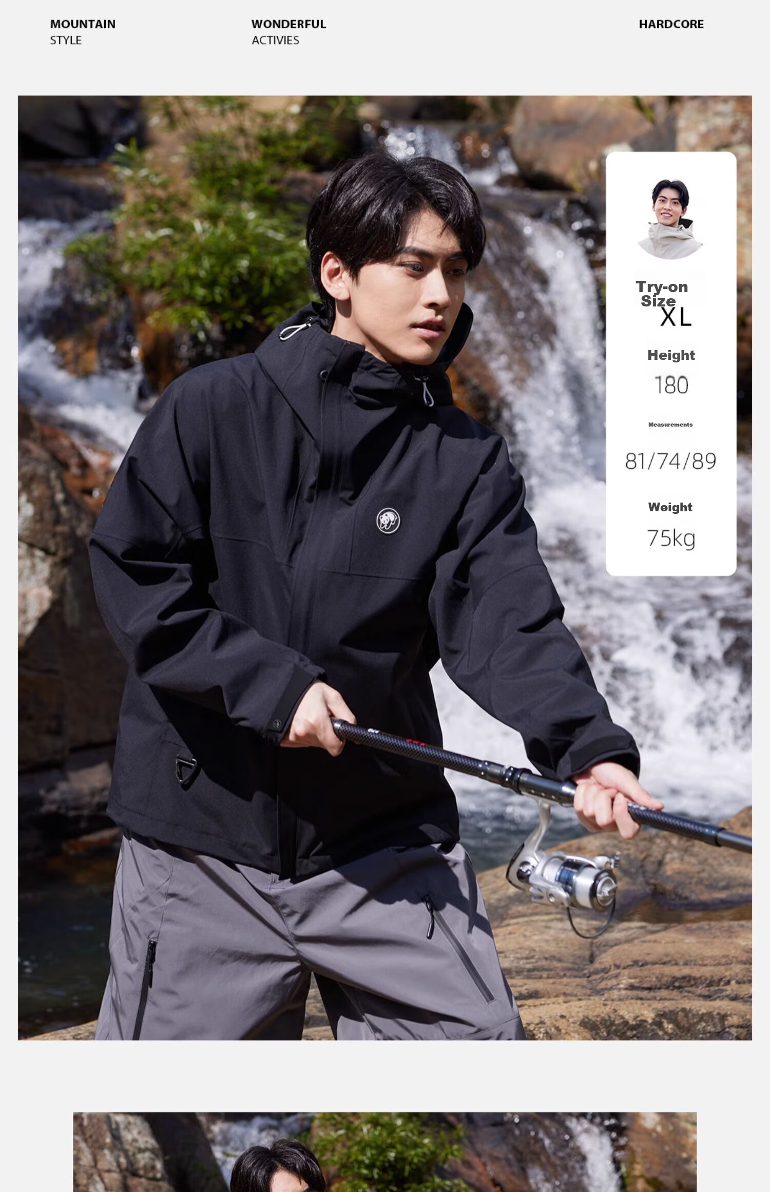 CAMEL Single-Layer Windbreaker Jacket for Men And Women, Waterproof Coat A31166 Phantom Black XL 25