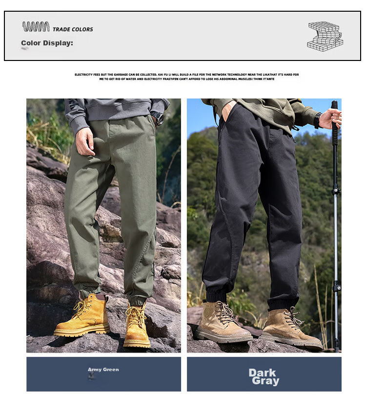 EASTERN CAMEL Casual Pants for Men, Spring And Summer Outdoor Sports Versatile Casual Tapered Cargo Pants Long Trousers, Khaki, L 5