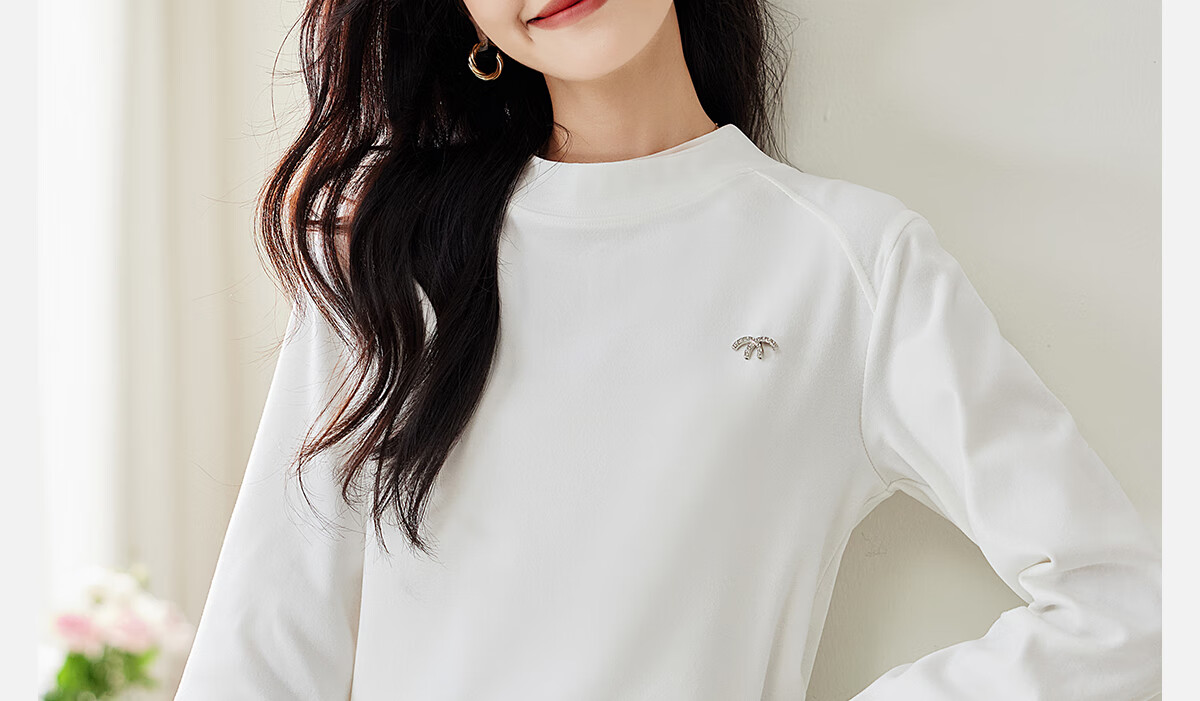 PinCai Long-Sleeve T-Shirt for Women, Autumn Fashion Inner Layer Top, Raglan Sleeve Slim-Fit Base Layer T-Shirt P143T2008 1