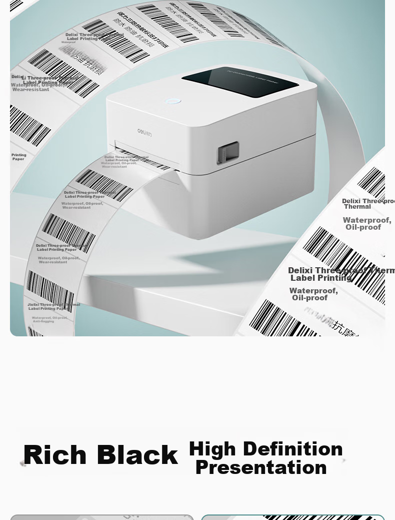 Deli 40*80mm, 400 Sheets*72 Rolls, Mint Sea Triple-Protection Thermal Label Paper, Milk Tea Clothing Self-Adhesive Printing Paper, ZG171 [Compatible with 3-Inch Label Machines 720C Etc.] 9