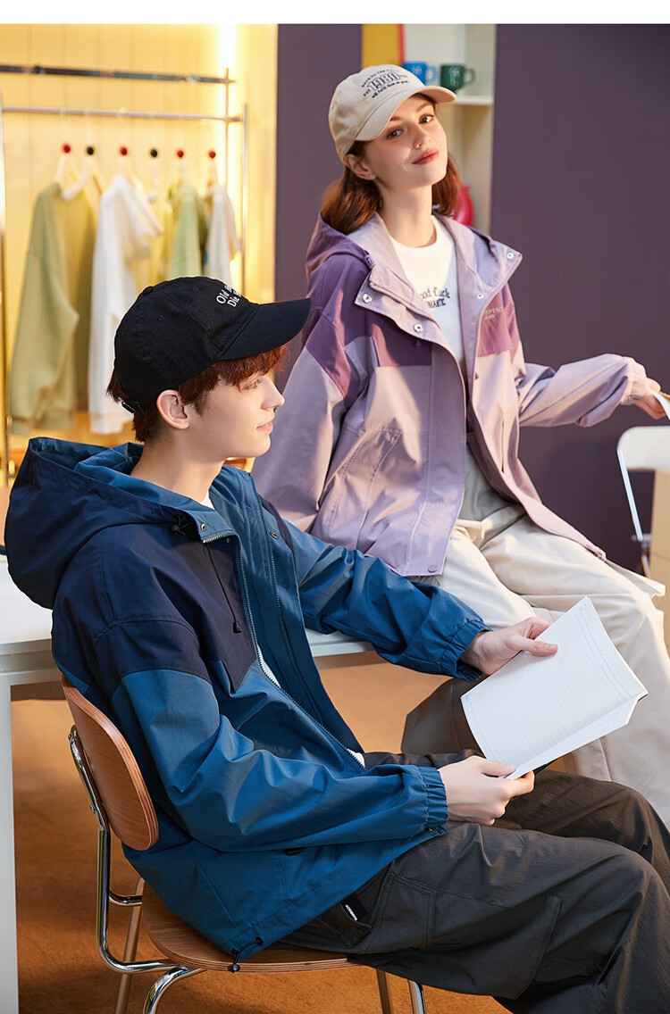 TonLion Spring And Autumn New Men's Jacket, Patchwork Hooded Outdoor Coat, Loose-Fitting Versatile Workwear Jacket 8
